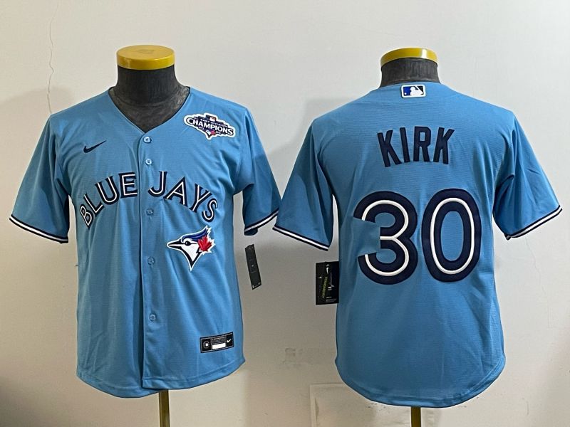Youth 2025 Nike Toronto Blue Jays #30 Kirk Light Blue Game MLB Jersey 02->youth mlb jersey->Youth Jersey